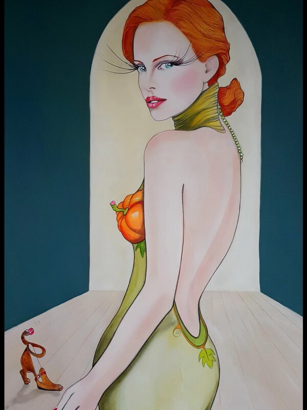 Lulu Amere - Laure Muel , peinture originale sur papier, cendrillon