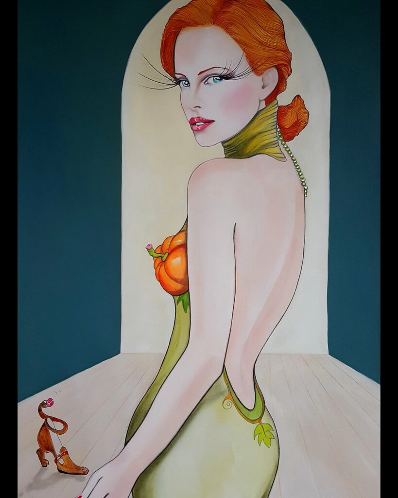 Lulu Amere - Laure Muel , peinture originale sur papier, cendrillon